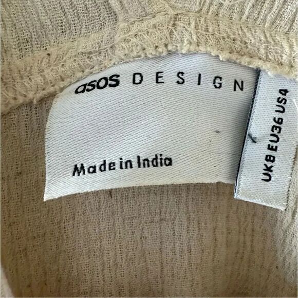 ASOS  Design Midi Dress Shirred Waist Button Front Tiered Cotton SZ 4# 2096 - Picture 5 of 11